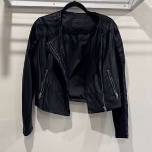 Blank NYC Black Leather Jacket with Silver Accents